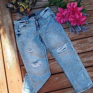 Liver Pool Torn and Tattered 100% Cotton Faded Boyfriend Jeans SZ 6